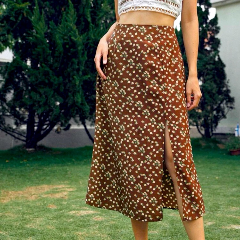Brown floral skirt
